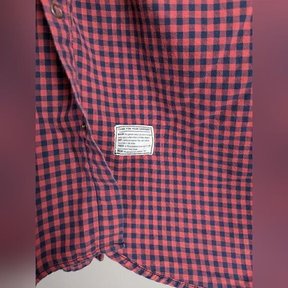 Scotch and soda mens' button shirt plaid dark pink, blue L - Picture 3 of 12